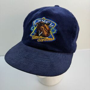 Vintage Camel Joe Cigarettes Smooth Character Corduroy Snapback Hat 80s Blue
